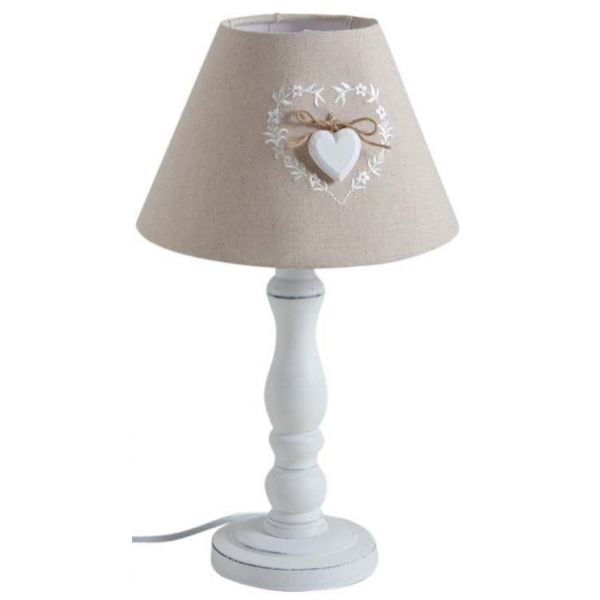 Lampe à poser en bois blanc Cœur - AUBRY GASPARD