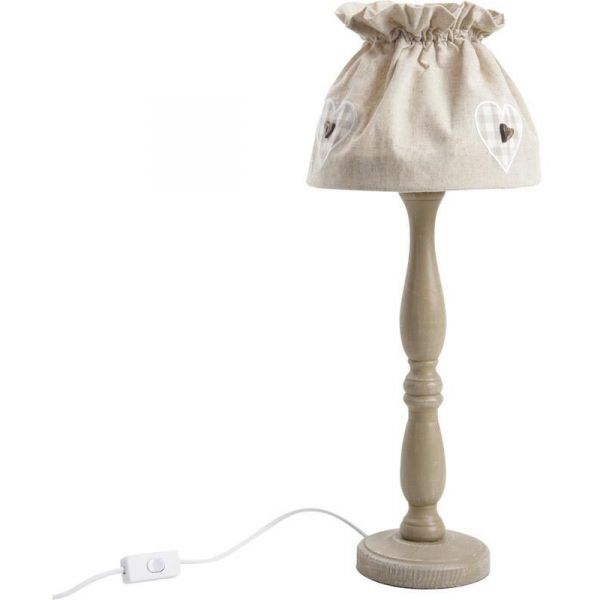 Lampe à poser en bois et coton écru - AUBRY GASPARD
