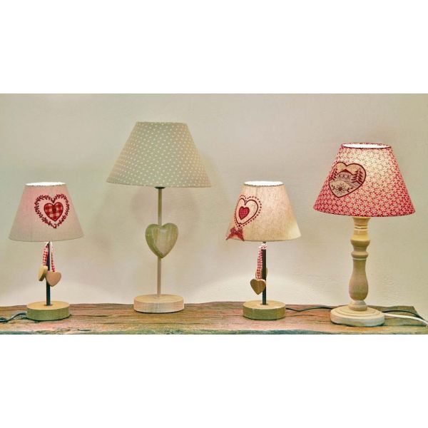 Lampe à poser en bois et coton rouge - 89,90