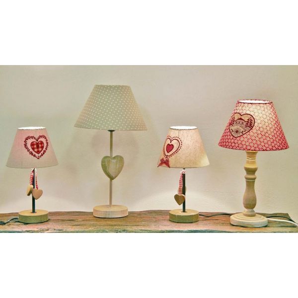 Lampe à poser en bois et coton rouge (Lot de 2) - 39,90