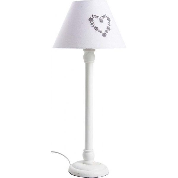 Lampe à poser en bois motif coeur