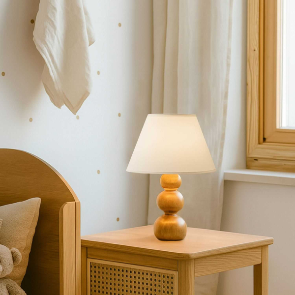 Lampe à poser en bois et tissus Woody bubbles - HANAH HOME