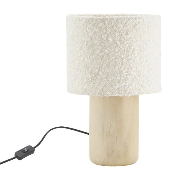 Lampe à poser en bois et coton bouclette