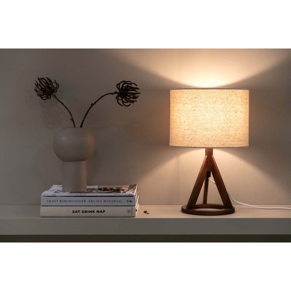 Lampe à poser en hévéa et lin Kona - 5