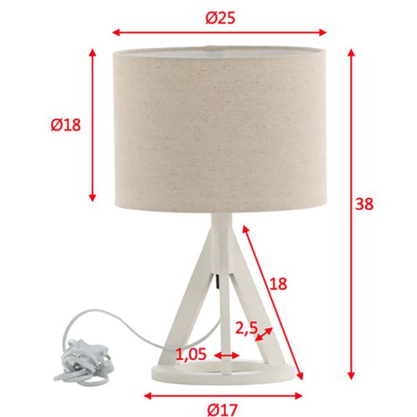 Lampe à poser en hévéa et lin Kona - VEN-0285