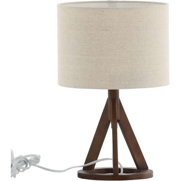 Lampe à poser en hévéa et lin Kona