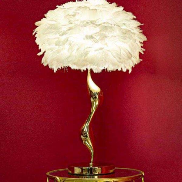 Lampe à poser en métal abat-jour plumes Slim 40 x 63 cm - MAURO FERRETTI