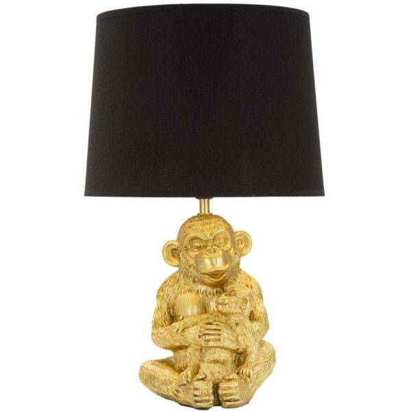 Lampe à poser en métal doré Monkey mum 30 x 49 cm