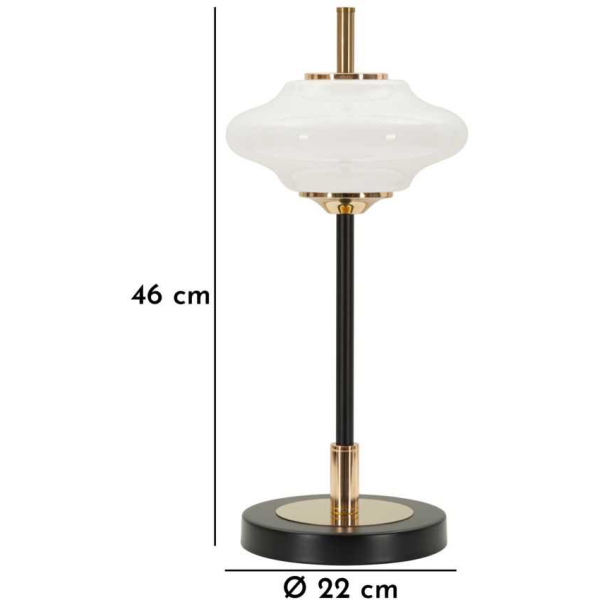Lampe à poser en métal et verre 22 x 46 cm Vintage - MAU-0709