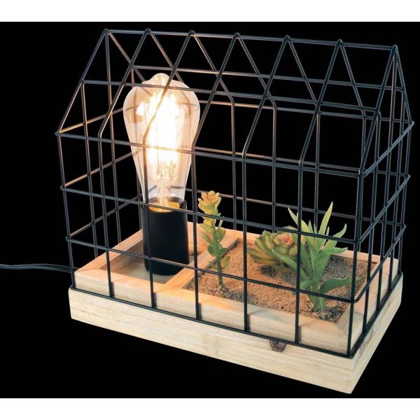 Lampe à poser avec plante artificielle en cage - CMP-1111