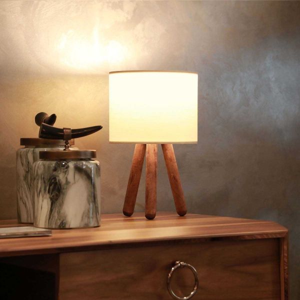 Lampe à poser en bois et tissu Carla - HANAH HOME