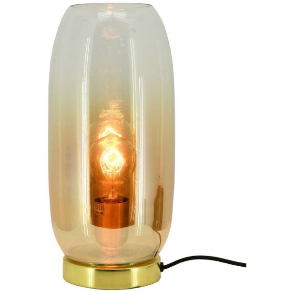 Lampe à poser en verre ambré et métal doré - AUBRY GASPARD