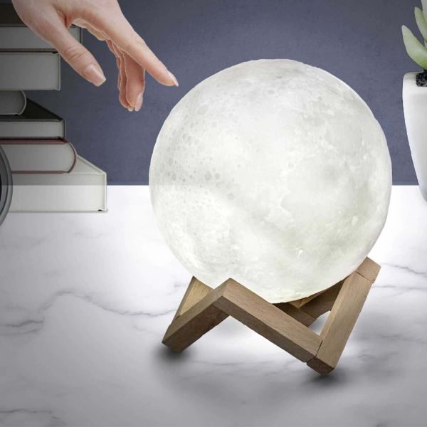 Lampe ronde avec support en bois Lune - THE HOME DECO FACTORY