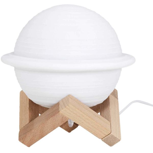 Lampe ronde avec support en bois Saturne