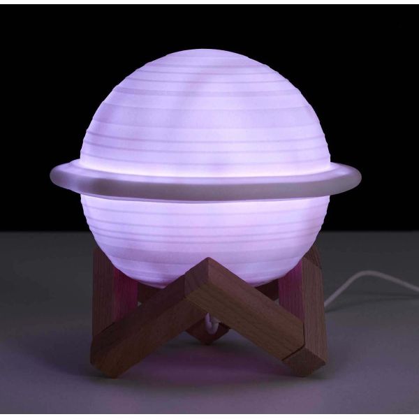 Lampe ronde avec support en bois Saturne - THE HOME DECO FACTORY