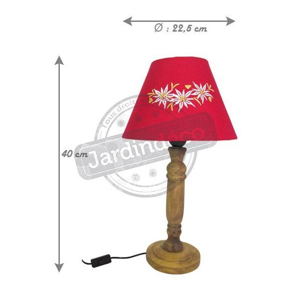 Lampe rouge en bois Edelweiss - AUBRY GASPARD