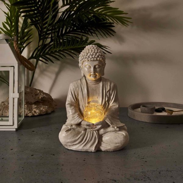 Lampe solaire en résine Bouddha - THE HOME DECO FACTORY