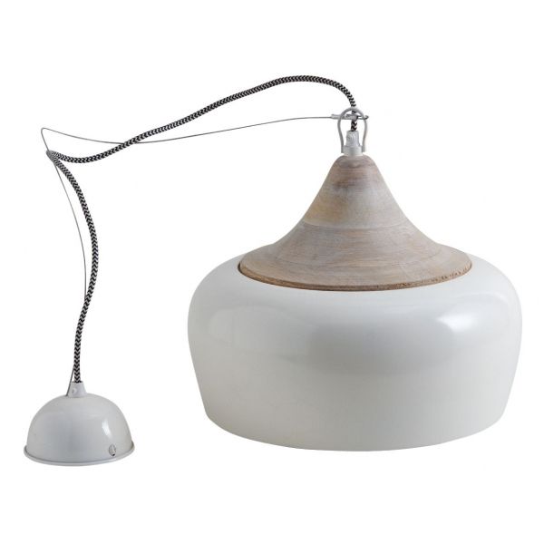 Lampe suspension en métal laqué et bois - AUB-1681
