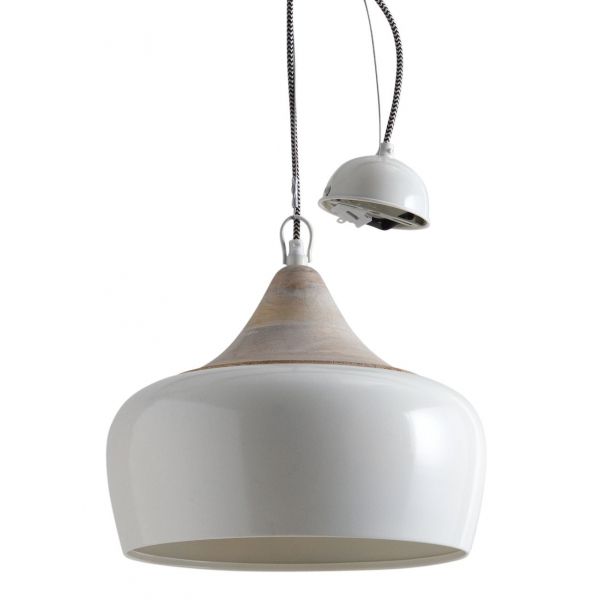 Lampe suspension en métal laqué et bois - AUBRY GASPARD