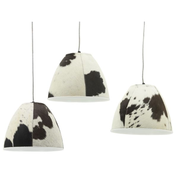 Lampe suspension en peau de vache et métal - 115