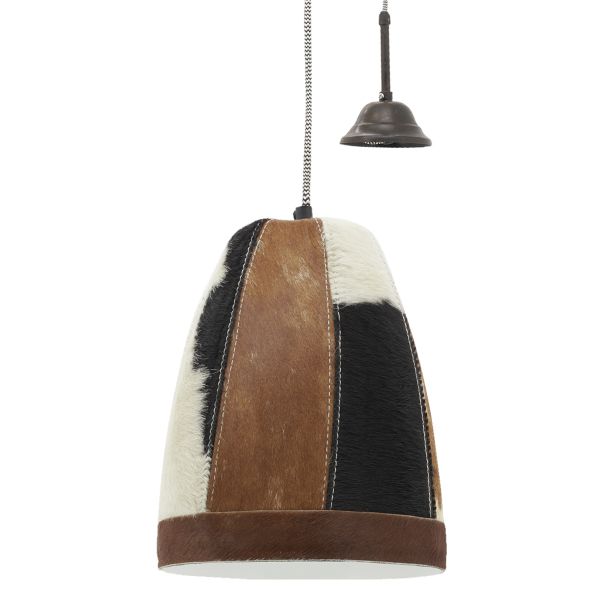 Lampe suspension en peau de vache et métal