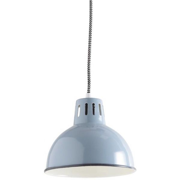 Lampe Suspension Vintage En Metal Laque Diametre 19cm Bleu