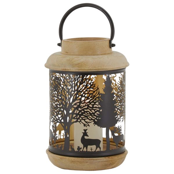 Lanterne Cerf en bois et métal - 64,90