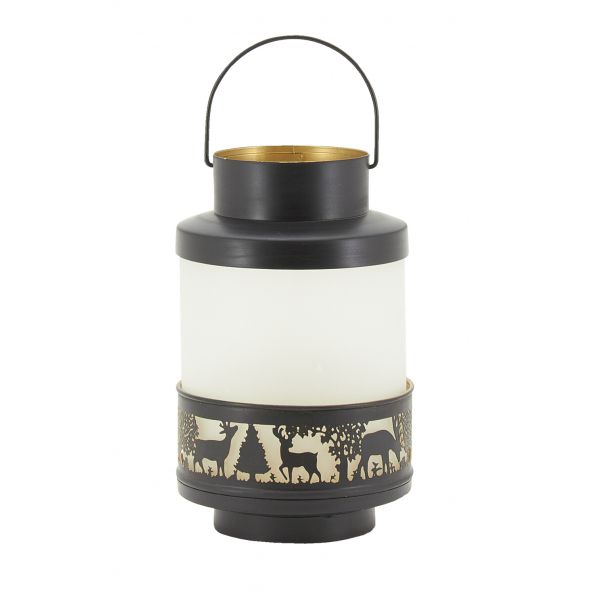 Lanterne Cerfs en verre et métal