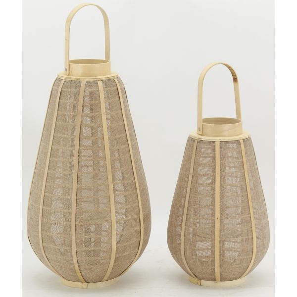 Lanterne bois et jute naturel - 44,90