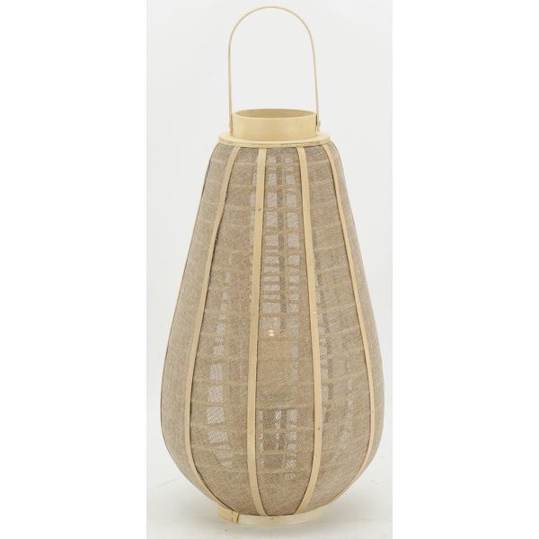 Lanterne bois et jute naturel - AUB-6284