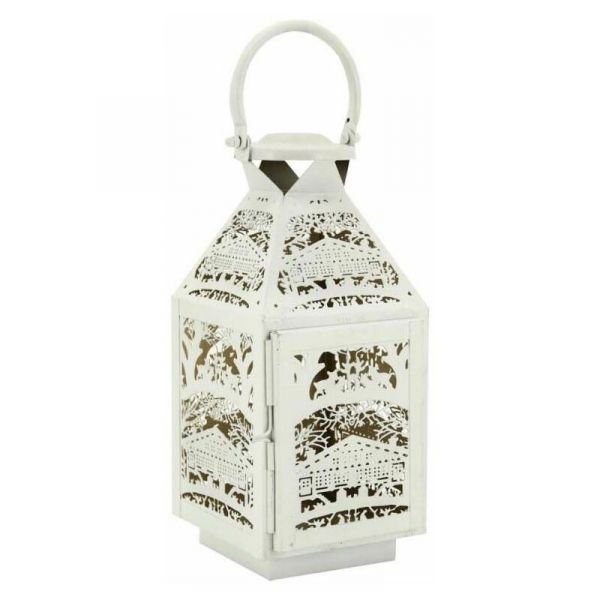 Lanterne carrée en métal blanc