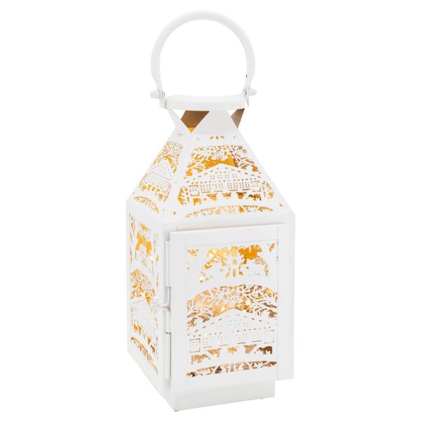 Lanterne carrée en métal blanc - AUB-4509