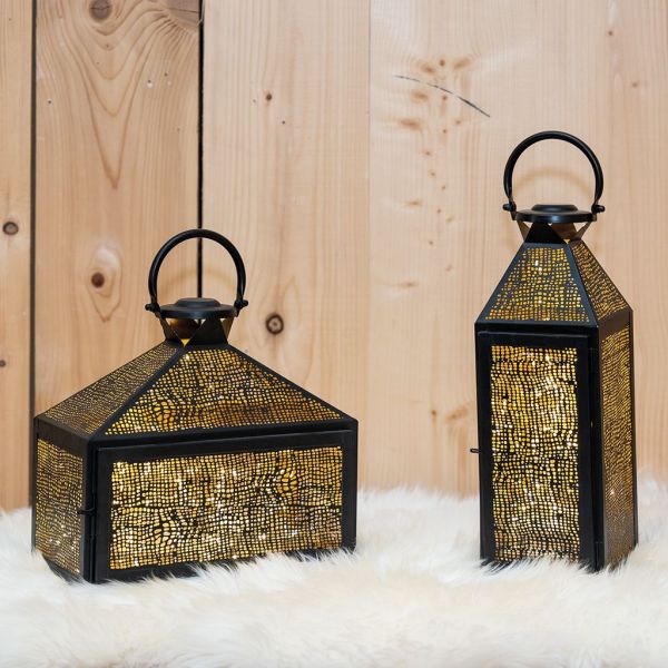 Lanterne carrée en métal noir et doré - AUBRY GASPARD