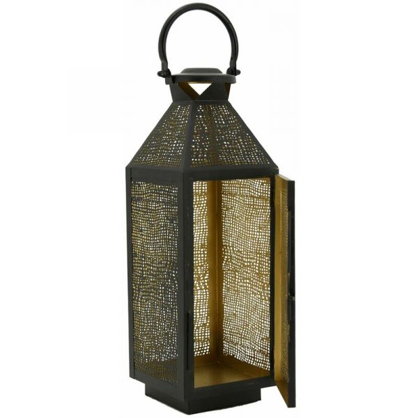 Lanterne carrée en métal noir et doré - 39,90