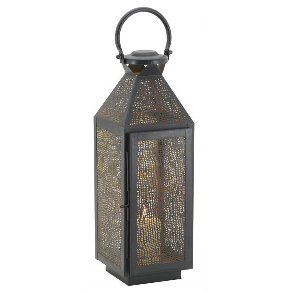 Lanterne carrée en métal noir et doré