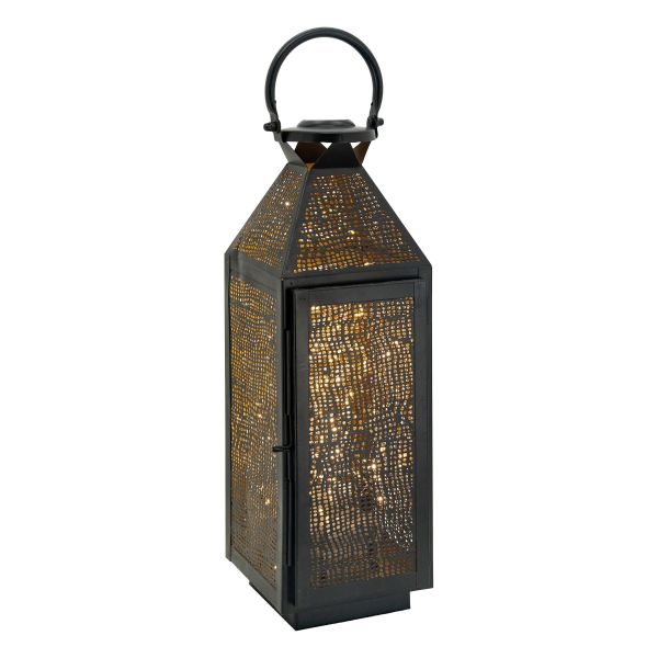 Lanterne carrée en métal noir et doré - AUB-4520