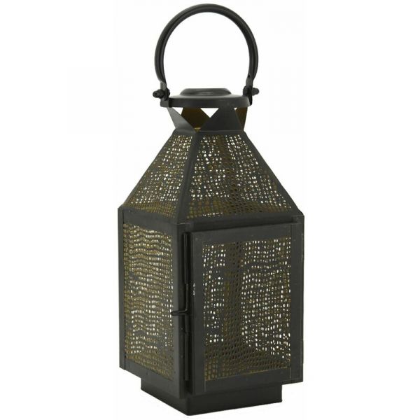Lanterne carrée en métal noir et doré - AUB-4512