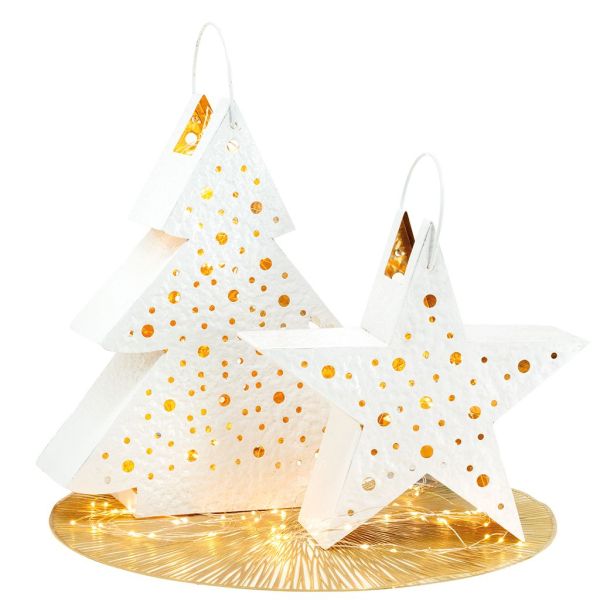 Lanterne étoile métal blanc - AUB-4515