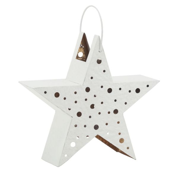 Lanterne étoile métal blanc