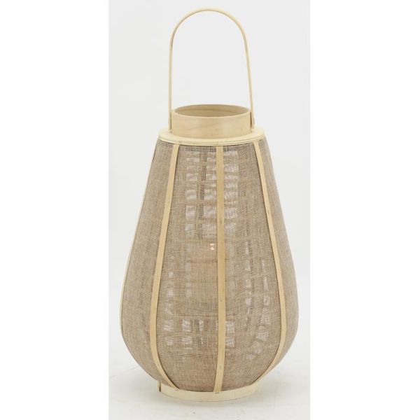 Lanterne bois et jute naturel - 29,90