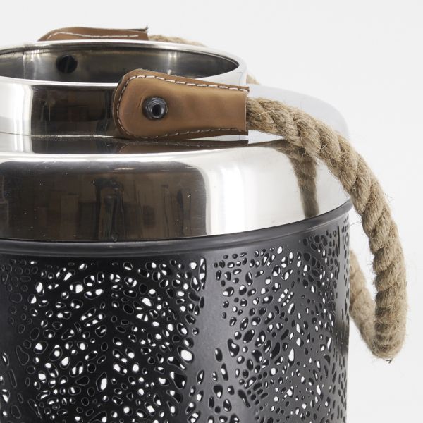 Lanterne en métal et corde Feuilles - AUB-4846