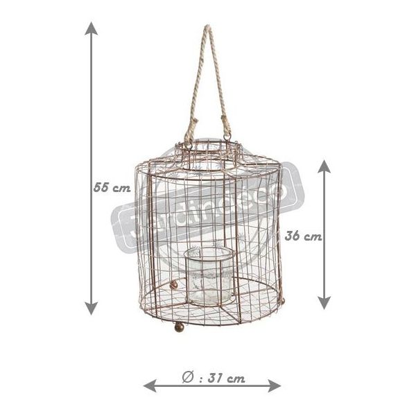 Lanterne en métal cuivré grillagé - AUBRY GASPARD
