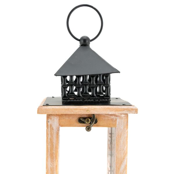 Lanterne de table en pin naturel - 14,90