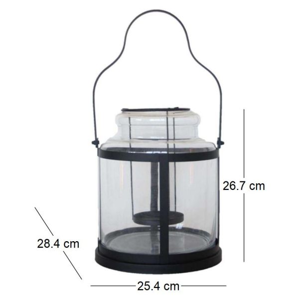 Lanterne tempête en métal et verre - 22,69
