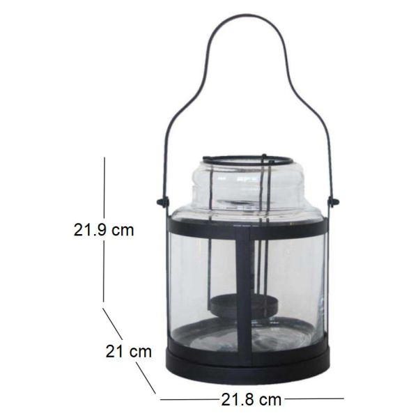 Lanterne tempête en métal et verre - 11,96