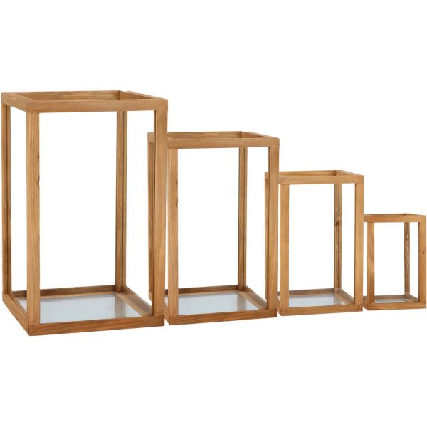 Lanternes en bois et verre (Lot de 4)