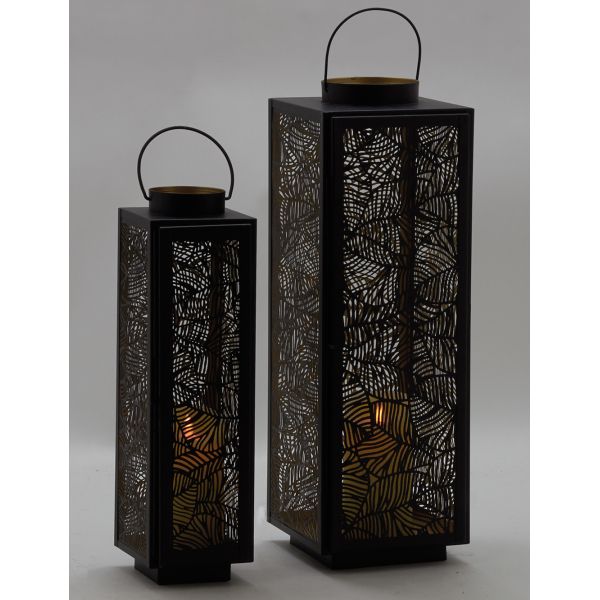 Grande Lanterne Jardin Luxe XXL Métal & Verre – 54 Cm, Noir Élégant, Intérieur/Extérieur