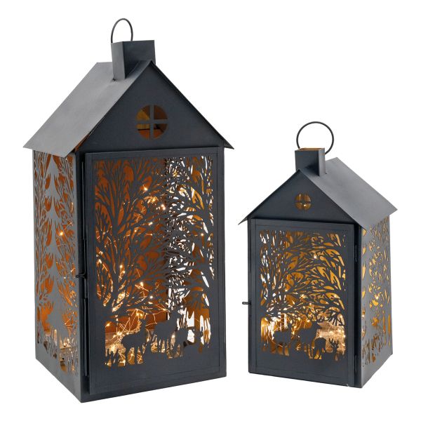 Lanternes en métal noir Maison Cerf (lot de 2) - AUBRY GASPARD