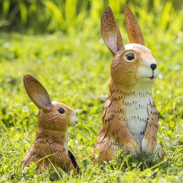 Lapin assis sur ses pattes arrières en métal 37 cm - FOUNTASIA