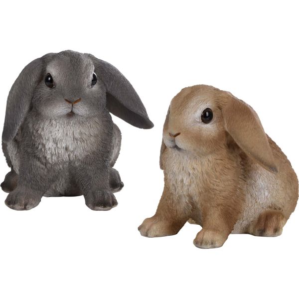 Lapin assis en résine 14 cm (Lot de 2)